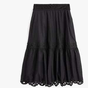 Midi skirt with eyelet trim in organic cotton